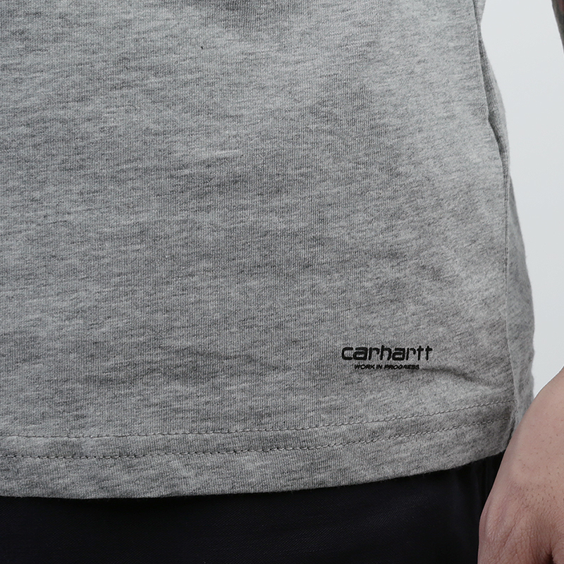 мужская серая футболка Carhartt WIP Standard Crew Neck T-Shirt 2 Pack I020460-white/grey - цена, описание, фото 2